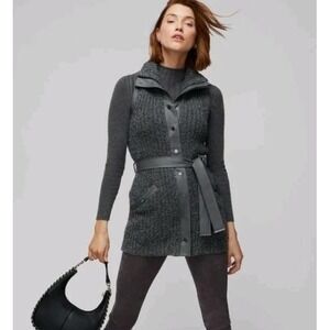 White House Black Market Boucle Coated Sweater Vest Womens M Moonwalk Layers NWT